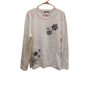 NWT White Stag White Knit Snowflake Crew Neck Sweater